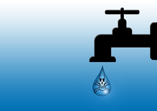 Contaminated Water Faucet with virus drop