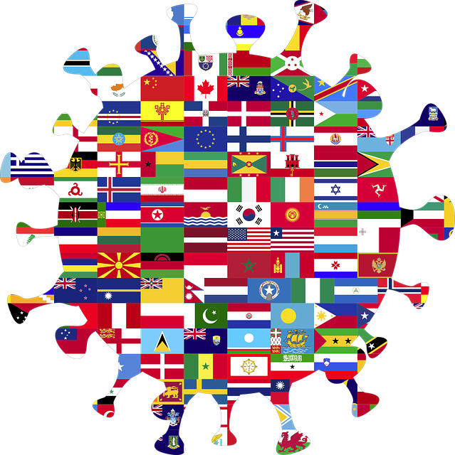 COVID cell made of World flags