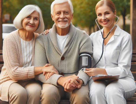 Elderly group discussing medicare